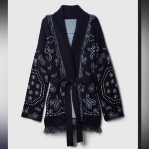 Fringe shawl cardigan